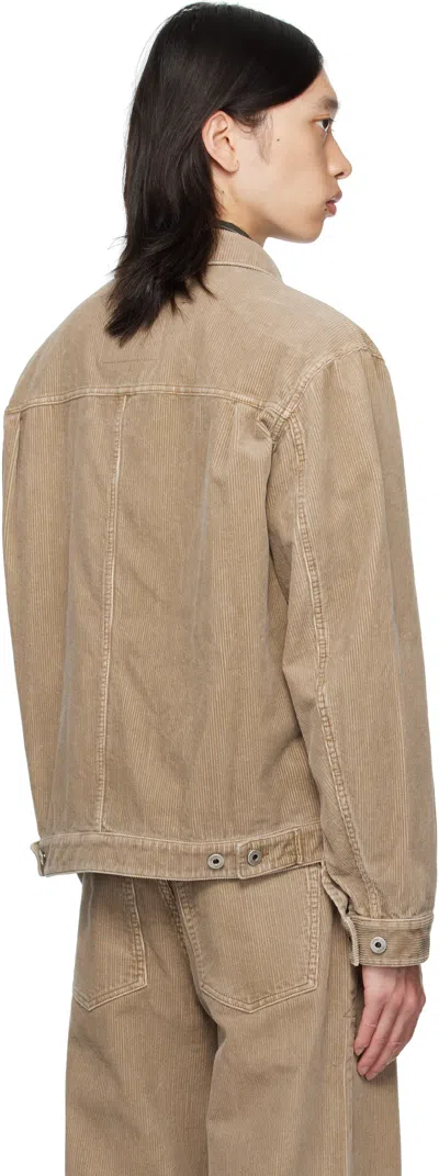 Coor Beige Type 1 Corduroy Washed Trucker Jacket In Brown