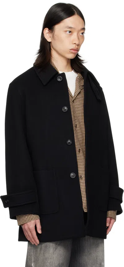 Coor Brown Car Suede Coat In Black