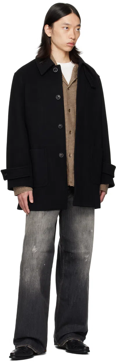 Coor Brown Car Suede Coat In Black