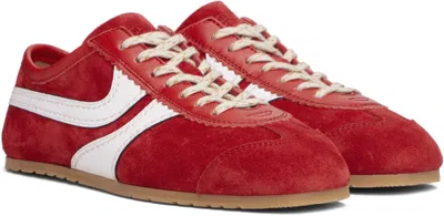 Dries Van Noten 70s Marathon Spirit Suede Low-top Sneakers In Red