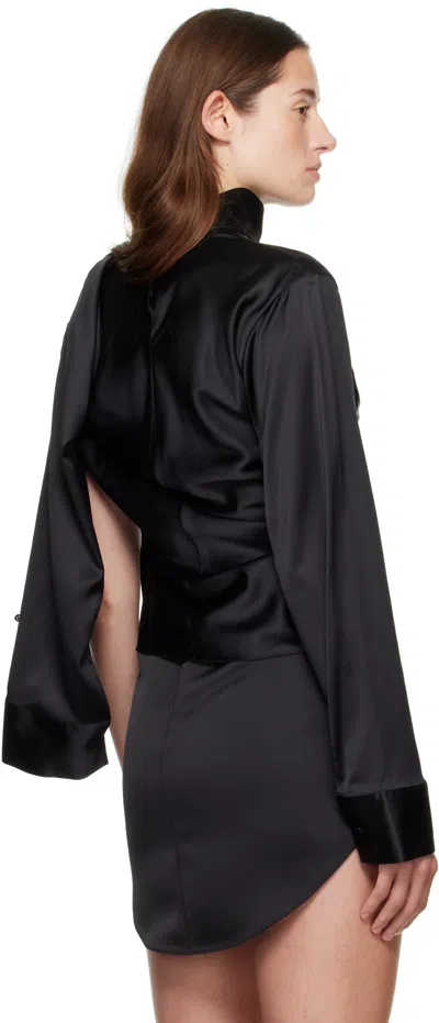 Courrèges Black Off-shoulder Satin Blouse In Black