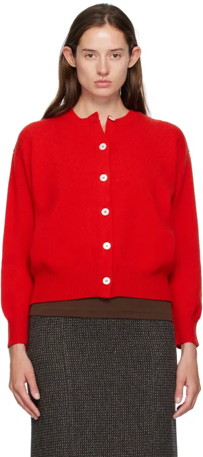 And-daughter Red Ada Crewneck Cardigan In Red