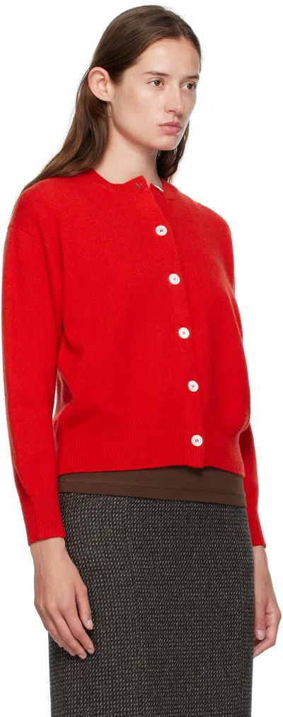 And-daughter Red Ada Crewneck Cardigan In Red