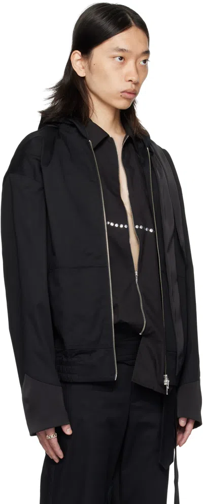 Av Vattev Black Hooded Scarf Jacket In Black