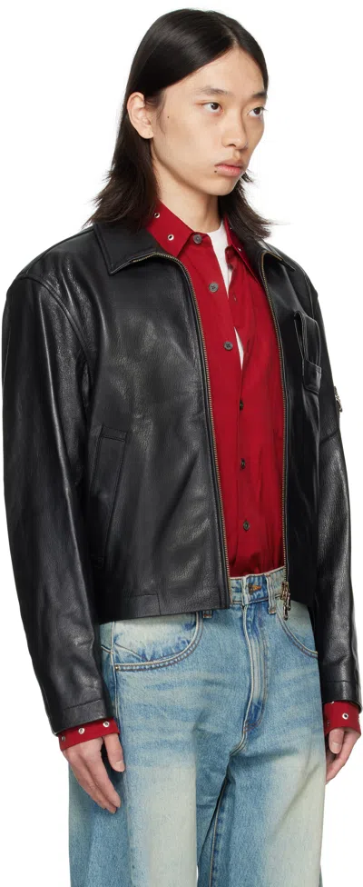 Coor Black Pilot Leather Jacket In Black