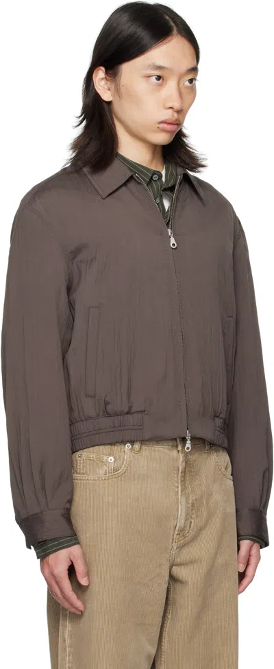 Coor Brown Wrinke Reglan Wool Blouson Jacket In Brown