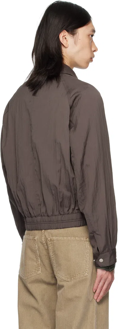 Coor Brown Wrinke Reglan Wool Blouson Jacket In Brown