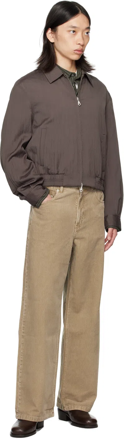 Coor Brown Wrinke Reglan Wool Blouson Jacket In Brown