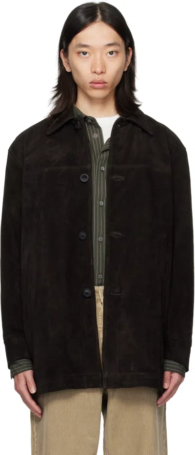 Coor Brown Car Suede Coat In Black