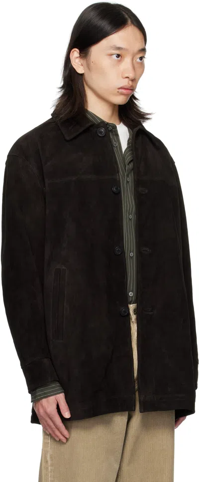 Coor Brown Car Suede Coat In Black