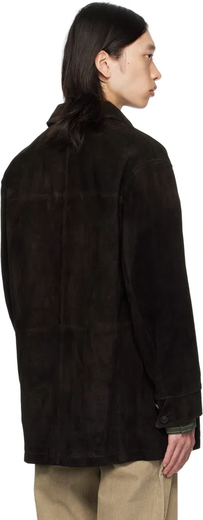 Coor Brown Car Suede Coat In Black