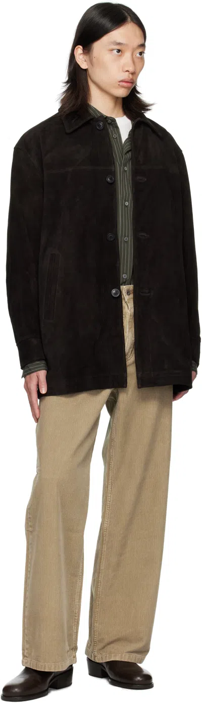 Coor Brown Car Suede Coat In Black