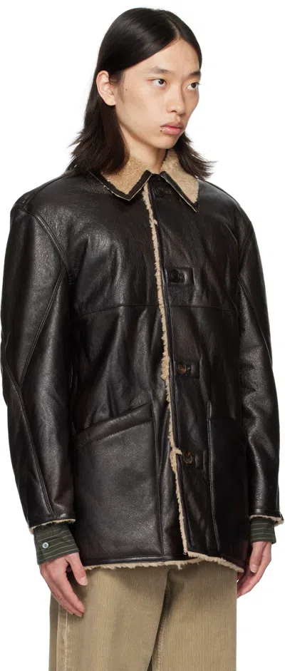 Coor Reversible Fake Shearling Coat In Black