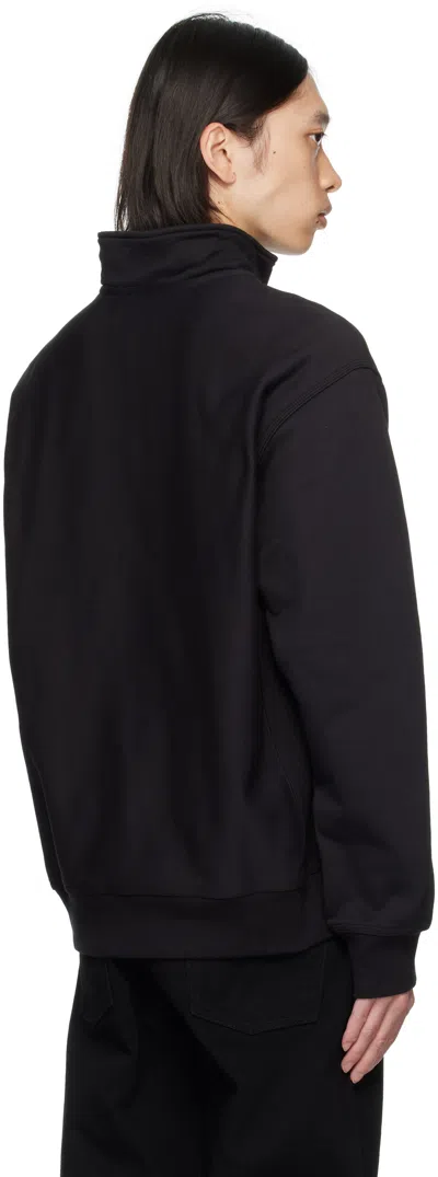 Carhartt American Script Cotton-blend Jersey Half-zip Sweatshirt In Black