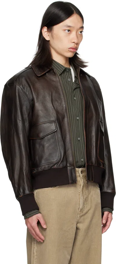 Coor Brown Vintage Cow Skin A-2 Leather Jacket In Brown