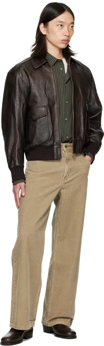 Coor Brown Vintage Cow Skin A-2 Leather Jacket In Brown
