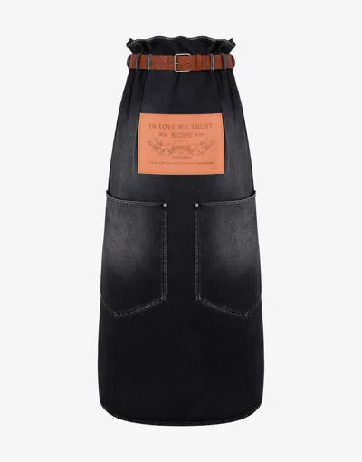Moschino Classic Black Cotton Skirt With Smooth Texture In Black