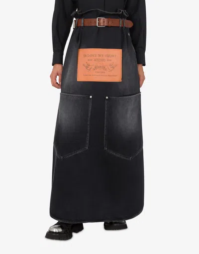 Moschino Classic Black Cotton Skirt With Smooth Texture In Black