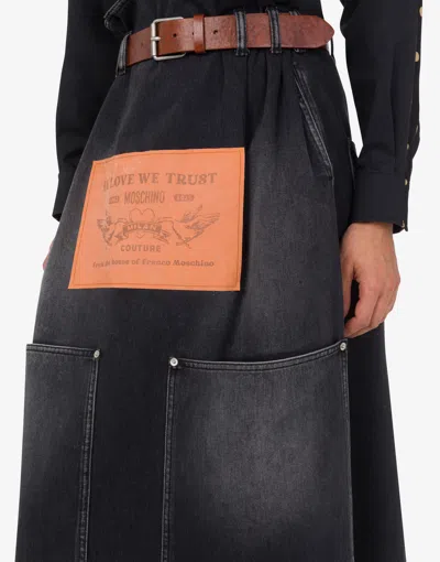 Moschino Classic Black Cotton Skirt With Smooth Texture In Black