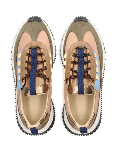 拼接设计皮质运动鞋