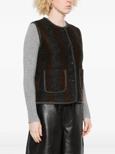 Yerse Graz Striped Wool Vest In Grey And Brown In Gray