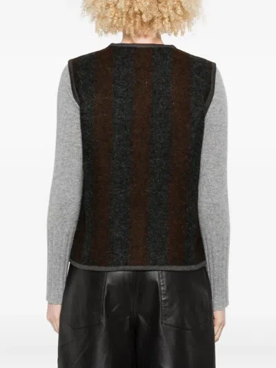 Yerse Graz Striped Wool Vest In Grey And Brown In Gray