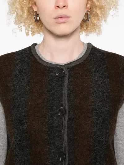 Yerse Graz Striped Wool Vest In Grey And Brown In Gray