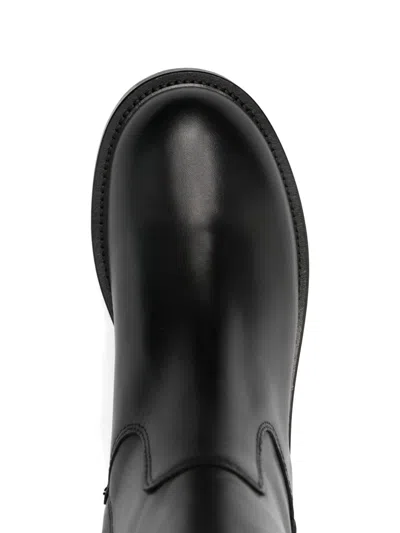 Julie Dee Low Heels Ankle Boots In Black Leather In Black