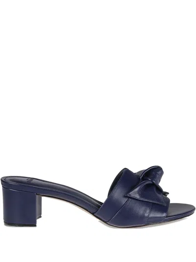 Alexandre Birman Bow-detail Block-heel Mules In Blue