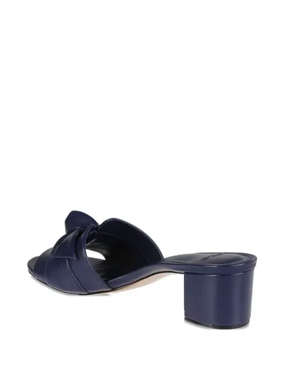 Alexandre Birman Bow-detail Block-heel Mules In Blue