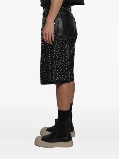 皮质铆钉缀饰短裤