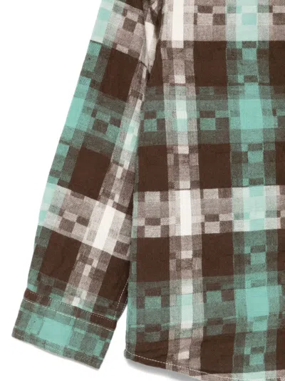 Scotch & Soda Kids' Pixelated Check Cotton Flannel Button-up Shirt In Multi