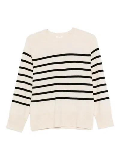 Yerse Striped Round-neck Sweater In Neutral