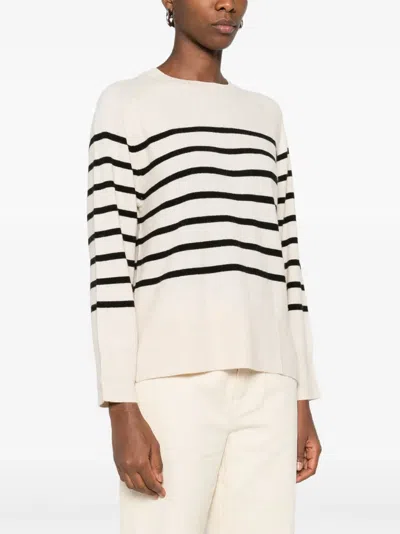 Yerse Striped Round-neck Sweater In Neutral