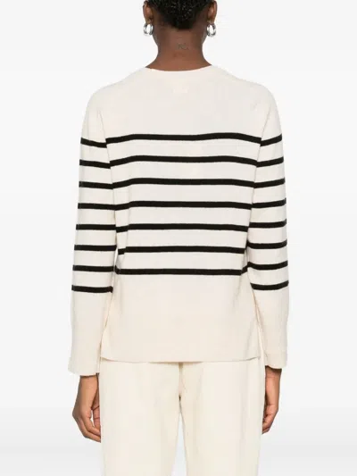 Yerse Striped Round-neck Sweater In Neutral