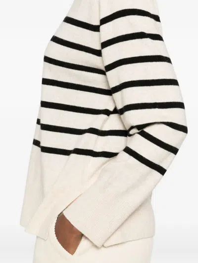 Yerse Striped Round-neck Sweater In Neutral