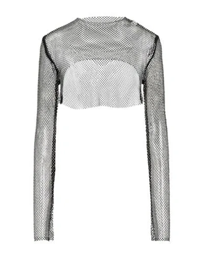 Tensione In Woman Top Black Size Onesize Polyester, Metal In Gray