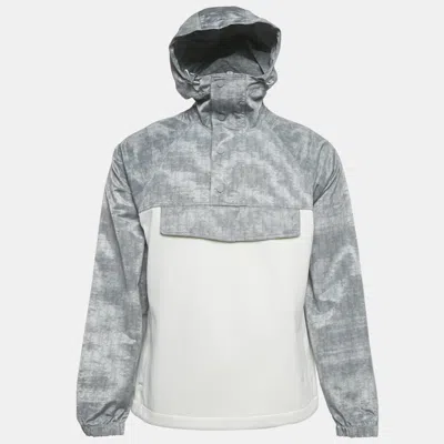 Pre-owned Dior Homme Grey /white Oblique Hooded Anorak Jacket Xs In Gray
