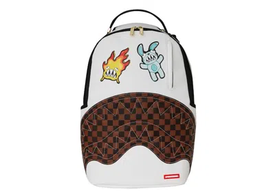 Pre-owned Sprayground Let's Make Some Noise Backpack In White/brown In Multi