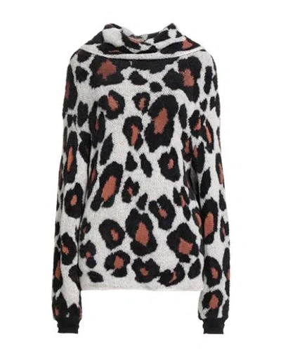 Marc Cain Woman Turtleneck Black Size 3 Polyamide, Virgin Wool, Viscose In Multi