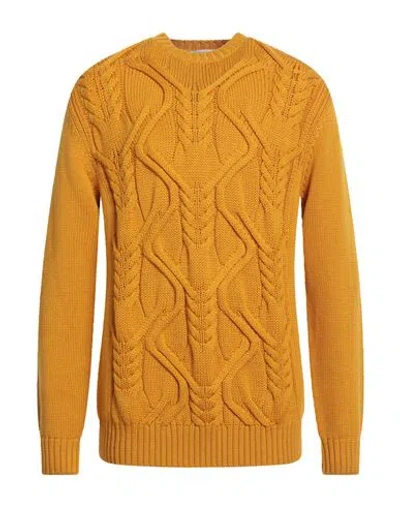 Heritage Man Sweater Mustard Size 42 Virgin Wool In Orange