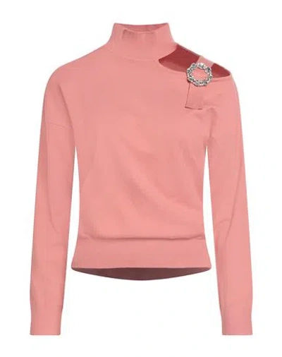 Corte Dei Gonzaga Woman Turtleneck Salmon Pink Size L Viscose, Polyester, Polyamide In Pink