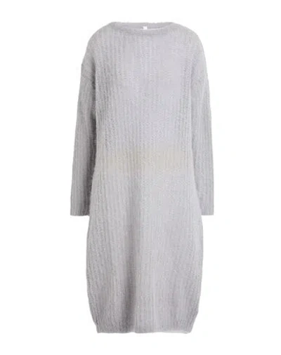 Tensione In Woman Midi Dress Light Grey Size Onesize Alpaca Wool, Mohair Wool, Wool, Polyamide In Gray