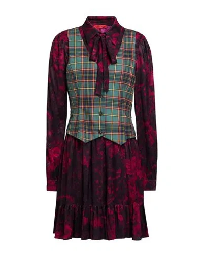 Max & Co . Pony Ride Woman Mini Dress Garnet Size 10 Viscose, Polyester, Virgin Wool, Elastane In Burgundy