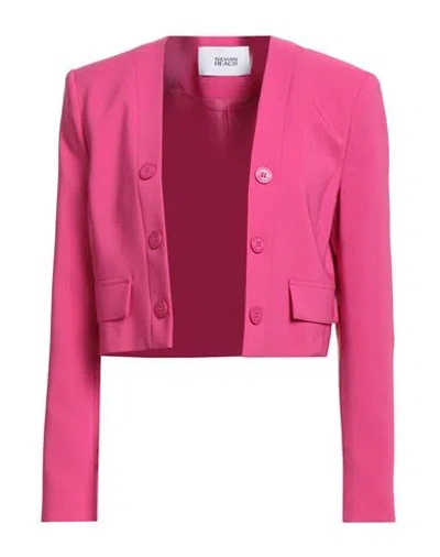 Silvian Heach Woman Jacket Fuchsia Size 4 Polyester, Elastane In Pink