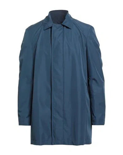Twenty-one By Antonio Carnevale Man Overcoat & Trench Coat Slate Blue Size 44 Polyester In Blue