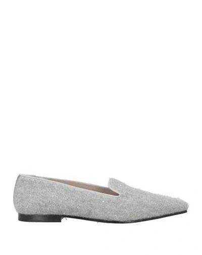 Fabiana Filippi Woman Loafers Light Grey Size 10 Virgin Wool, Silk, Cashmere, Alpaca Wool, Polyester In Gray