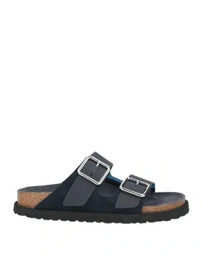 1774 Birkenstock Arizona Suede Pvc Dual-buckle Slide Sandals In Blue