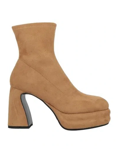 Jeannot Woman Ankle Boots Camel Size 8 Textile Fibers In Brown