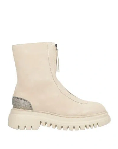 Tosca Blu Studio Woman Ankle Boots Cream Size 11 Leather, Synthetisches Material In White